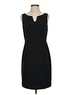 Worthington Black Midi Sheath Dress with V-Notch Size 12P